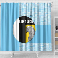 Saint Lucia Graphic Parrot Shower Curtain with Tribal Pattern and Minimalist Blue Black Design - Wonder Print Shop