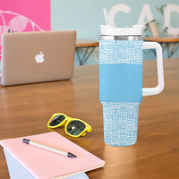 Saint Lucia Graphic Parrot Tumbler With Handle with Tribal Pattern and Minimalist Blue Black Design - Wonder Print Shop