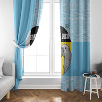 Saint Lucia Graphic Parrot Window Curtain with Tribal Pattern and Minimalist Blue Black Design - Wonder Print Shop