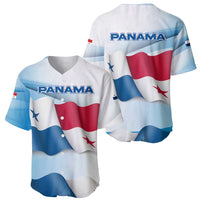 Panama Waving Flag Design Baseball Jersey with Red Blue Stars and National Color Pattern - Wonder Print Shop