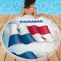 Panama Waving Flag Design Beach Blanket with Red Blue Stars and National Color Pattern - Wonder Print Shop