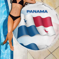 Panama Waving Flag Design Beach Blanket with Red Blue Stars and National Color Pattern - Wonder Print Shop