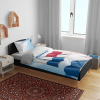 Panama Waving Flag Design Bedding Set with Red Blue Stars and National Color Pattern - Wonder Print Shop