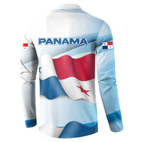 Panama Waving Flag Design Button Sweatshirt with Red Blue Stars and National Color Pattern - Wonder Print Shop