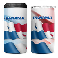 Panama Waving Flag Design 4 in 1 Can Cooler Tumbler with Red Blue Stars and National Color Pattern - Wonder Print Shop