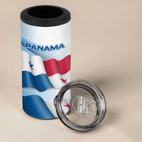 Panama Waving Flag Design 4 in 1 Can Cooler Tumbler with Red Blue Stars and National Color Pattern - Wonder Print Shop