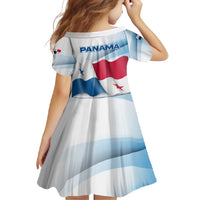 Panama Waving Flag Design Family Matching Long Sleeve Bodycon Dress and Hawaiian Shirt with Red Blue Stars and National Color Pattern - Wonder Print Shop