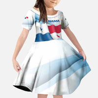 Panama Waving Flag Design Family Matching Off Shoulder Maxi Dress and Hawaiian Shirt with Red Blue Stars and National Color Pattern - Wonder Print Shop