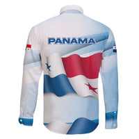 Panama Waving Flag Design Family Matching Off Shoulder Short Dress and Hawaiian Shirt with Red Blue Stars and National Color Pattern - Wonder Print Shop