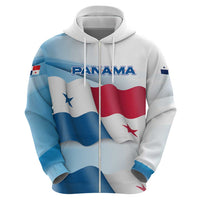 Panama Waving Flag Design Hoodie with Red Blue Stars and National Color Pattern - Wonder Print Shop