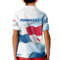 Panama Waving Flag Design Kid Polo Shirt with Red Blue Stars and National Color Pattern - Wonder Print Shop