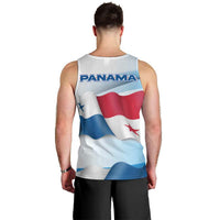Panama Waving Flag Design Men Tank Top with Red Blue Stars and National Color Pattern - Wonder Print Shop