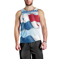 Panama Waving Flag Design Men Tank Top with Red Blue Stars and National Color Pattern - Wonder Print Shop