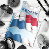 Panama Waving Flag Design Men Tank Top with Red Blue Stars and National Color Pattern - Wonder Print Shop
