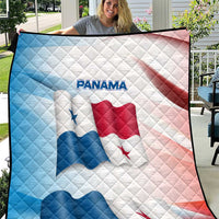Panama Waving Flag Design Quilt with Red Blue Stars and National Color Pattern - Wonder Print Shop