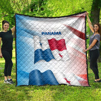 Panama Waving Flag Design Quilt with Red Blue Stars and National Color Pattern - Wonder Print Shop