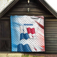 Panama Waving Flag Design Quilt with Red Blue Stars and National Color Pattern - Wonder Print Shop