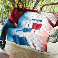 Panama Waving Flag Design Quilt with Red Blue Stars and National Color Pattern - Wonder Print Shop