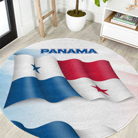 Panama Waving Flag Design Round Carpet with Red Blue Stars and National Color Pattern - Wonder Print Shop