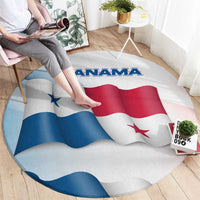 Panama Waving Flag Design Round Carpet with Red Blue Stars and National Color Pattern - Wonder Print Shop
