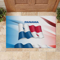 Panama Waving Flag Design Rubber Doormat with Red Blue Stars and National Color Pattern - Wonder Print Shop