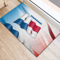 Panama Waving Flag Design Rubber Doormat with Red Blue Stars and National Color Pattern - Wonder Print Shop