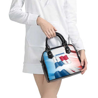 Panama Waving Flag Design Shoulder Handbag with Red Blue Stars and National Color Pattern - Wonder Print Shop