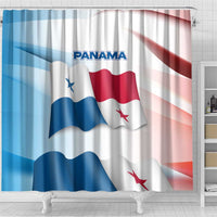 Panama Waving Flag Design Shower Curtain with Red Blue Stars and National Color Pattern - Wonder Print Shop