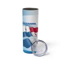 Panama Waving Flag Design Skinny Tumbler with Red Blue Stars and National Color Pattern - Wonder Print Shop