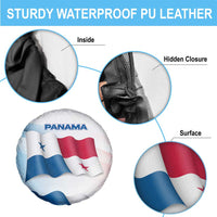 Panama Waving Flag Design Spare Tire Cover with Red Blue Stars and National Color Pattern - Wonder Print Shop