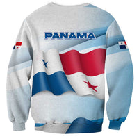 Panama Waving Flag Design Sweatshirt with Red Blue Stars and National Color Pattern - Wonder Print Shop