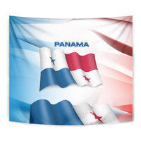 Panama Waving Flag Design Tapestry with Red Blue Stars and National Color Pattern - Wonder Print Shop