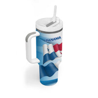 Panama Waving Flag Design Tumbler With Handle with Red Blue Stars and National Color Pattern - Wonder Print Shop
