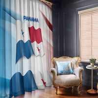 Panama Waving Flag Design Window Curtain with Red Blue Stars and National Color Pattern - Wonder Print Shop