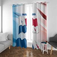 Panama Waving Flag Design Window Curtain with Red Blue Stars and National Color Pattern - Wonder Print Shop