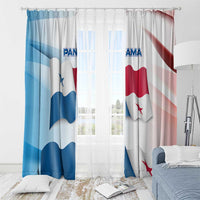 Panama Waving Flag Design Window Curtain with Red Blue Stars and National Color Pattern - Wonder Print Shop