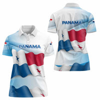 Panama Waving Flag Design Women Polo Shirt with Red Blue Stars and National Color Pattern - Wonder Print Shop