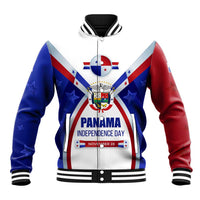 Panama Independence Day Baseball Jacket with National Coat of Arms and Red Blue Star Design - Wonder Print Shop