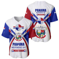 Panama Independence Day Baseball Jersey with National Coat of Arms and Red Blue Star Design - Wonder Print Shop