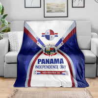 Panama Independence Day Blanket with National Coat of Arms and Red Blue Star Design - Wonder Print Shop