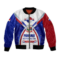 Panama Independence Day Bomber Jacket with National Coat of Arms and Red Blue Star Design - Wonder Print Shop
