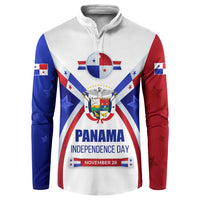 Panama Independence Day Button Sweatshirt with National Coat of Arms and Red Blue Star Design - Wonder Print Shop