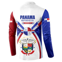 Panama Independence Day Button Sweatshirt with National Coat of Arms and Red Blue Star Design - Wonder Print Shop