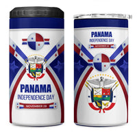 Panama Independence Day 4 in 1 Can Cooler Tumbler with National Coat of Arms and Red Blue Star Design - Wonder Print Shop