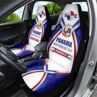 Panama Independence Day Car Seat Cover with National Coat of Arms and Red Blue Star Design - Wonder Print Shop