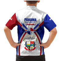 Panama Independence Day Family Matching Mermaid Dress and Hawaiian Shirt with National Coat of Arms and Red Blue Star Design - Wonder Print Shop