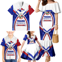 Panama Independence Day Family Matching Mermaid Dress and Hawaiian Shirt with National Coat of Arms and Red Blue Star Design - Wonder Print Shop