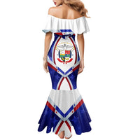 Panama Independence Day Family Matching Mermaid Dress and Hawaiian Shirt with National Coat of Arms and Red Blue Star Design - Wonder Print Shop