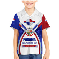 Panama Independence Day Family Matching Mermaid Dress and Hawaiian Shirt with National Coat of Arms and Red Blue Star Design - Wonder Print Shop