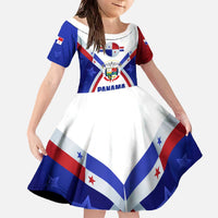 Panama Independence Day Family Matching Off The Shoulder Long Sleeve Dress and Hawaiian Shirt with National Coat of Arms and Red Blue Star Design - Wonder Print Shop